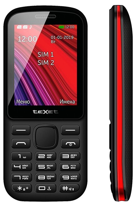 Мобильный телефон TEXET TM-208 black red