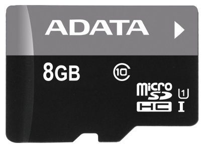 Фото Карта памяти ADATA microSDHC UHS-I CLASS 10 8 Gb Retail W/1 adapter