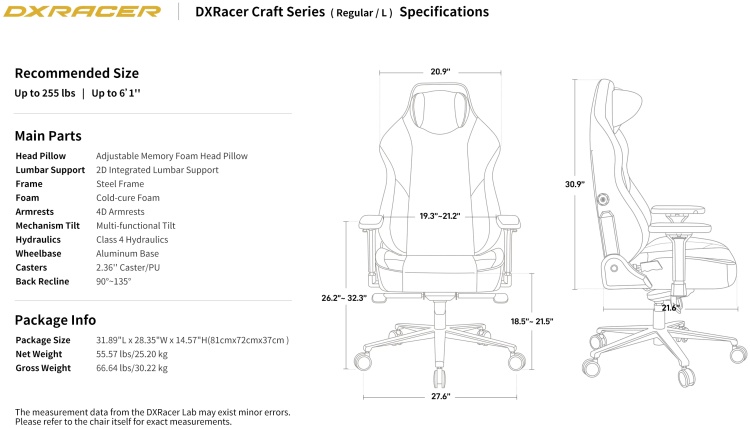Игровое компьютерное кресло DXRACER Craft Standard F-23 Black-White (GC/LCF23LTA/NW) заказать