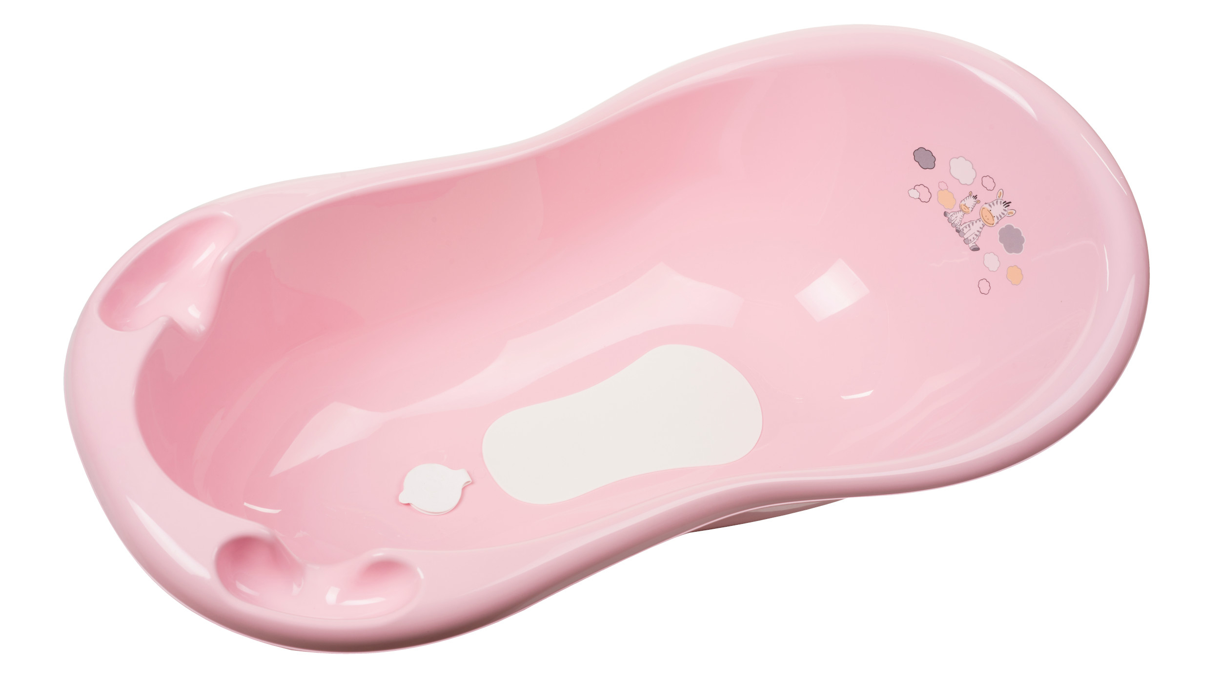 Фото Детская ванночка MALTEX Зебра 100см с пробкой и нескользящим ковриком Розовый 6753 Роз
