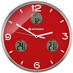 Часы настенные BRESSER MyTime io NX Thermo/Hygro, 30 см, красные