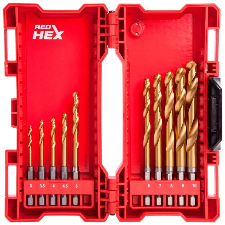Набор сверел MILWAUKEE 48894759 по металлу 10 шт. HSS-G Tin Red Hex