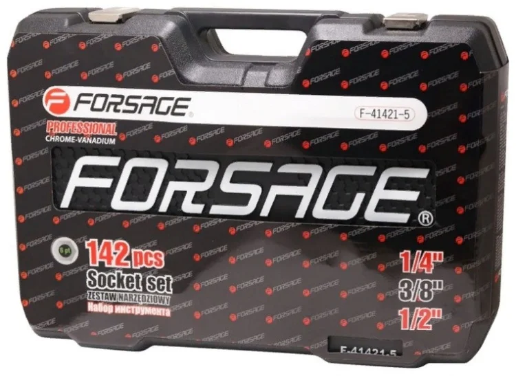 Фото Набор инструментов FORSAGE 142 предмета 1/4" 3/8" 1/2" (6-гр.)(4-32мм) (F-41421-5)