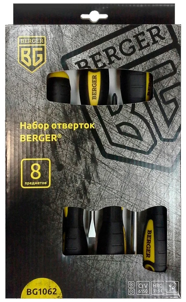 Фото Набор отверток 8 предметов BERGER BG1062