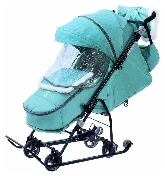 Санки коляска НИКА НАШИ ДЕТКИ 6 Джинс Зеленый НДТ6/5