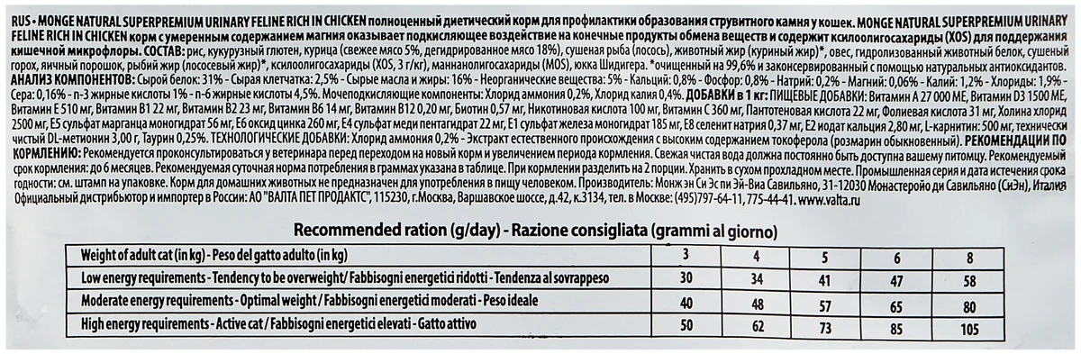 Фотография Корм MONGE VETSOLUTION CAT URINARY-OXAL..ВЕТЕРИНАРНАЯ ДИЕТА ДЛЯ КОШЕК ПРИ МОЧЕКАМЕННОЙ БОЛ. 1,5 кг