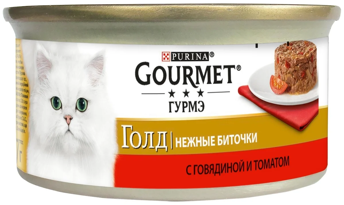 Фотография Корм для кошек PURINA Gourmet Gold говядина/томат 85 гр