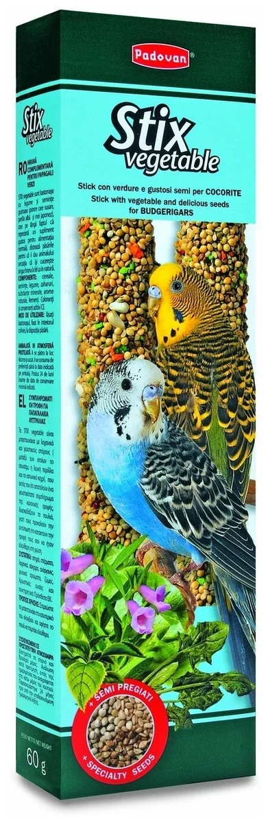Фото Лакомства PADOVAN STIX VEGETABLE палочки овощные д/волнистых попугаев (80г) 003467
