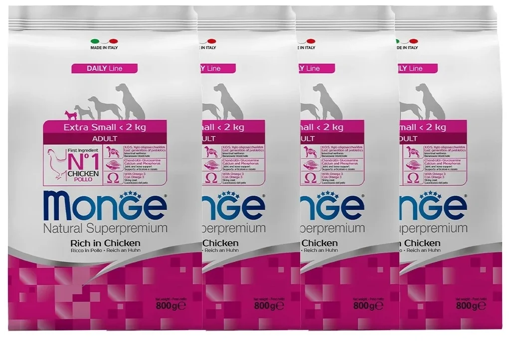 Купить Корм MONGE EXTRA SMALLI ADULT CHICKEN СУХОЙ КОРМ ДЛЯ ВЗРОСЛЫ ЭКСТРА МЕЛКИХ СОБАК С КУРИЦЕЙ 3кг