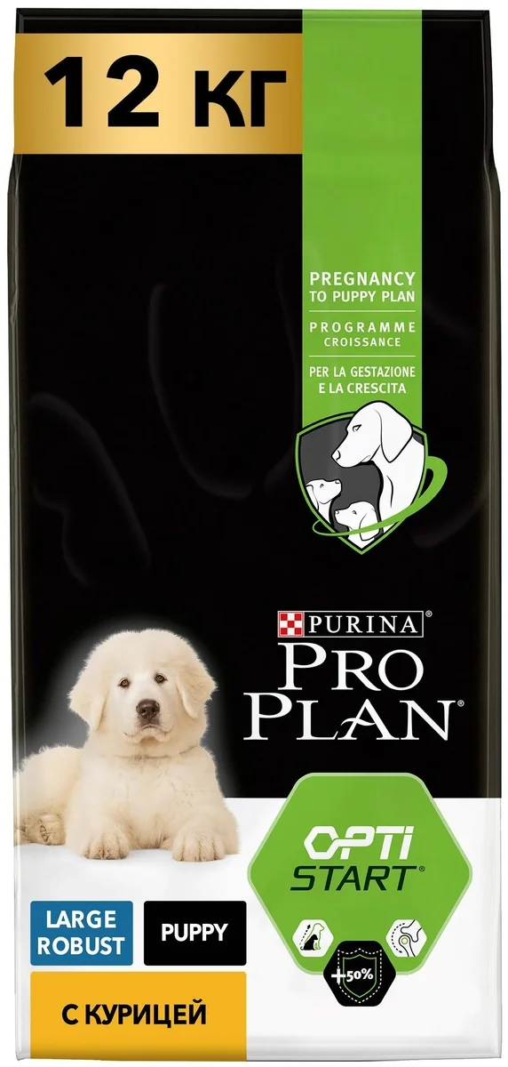 Корм для собак PURINA Pro Plan д/щенков круп.пор. Robus курица/рис 12 кг