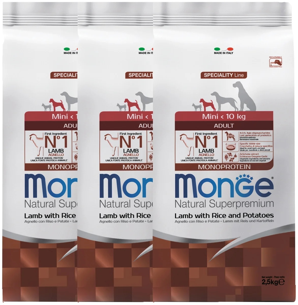 Корм MONGE MINI ADULT LAMBRICE СУХОЙ КОРМ ДЛЯ ВЗРОСЛЫХ СОБАК МЕЛКИХ ПОРОД БАРАНИНАРИС 800 гр Казахстан