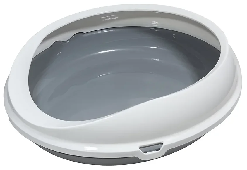 Фото Лоток SAVIC круглый с бортиком серо-белый 0268-00WG