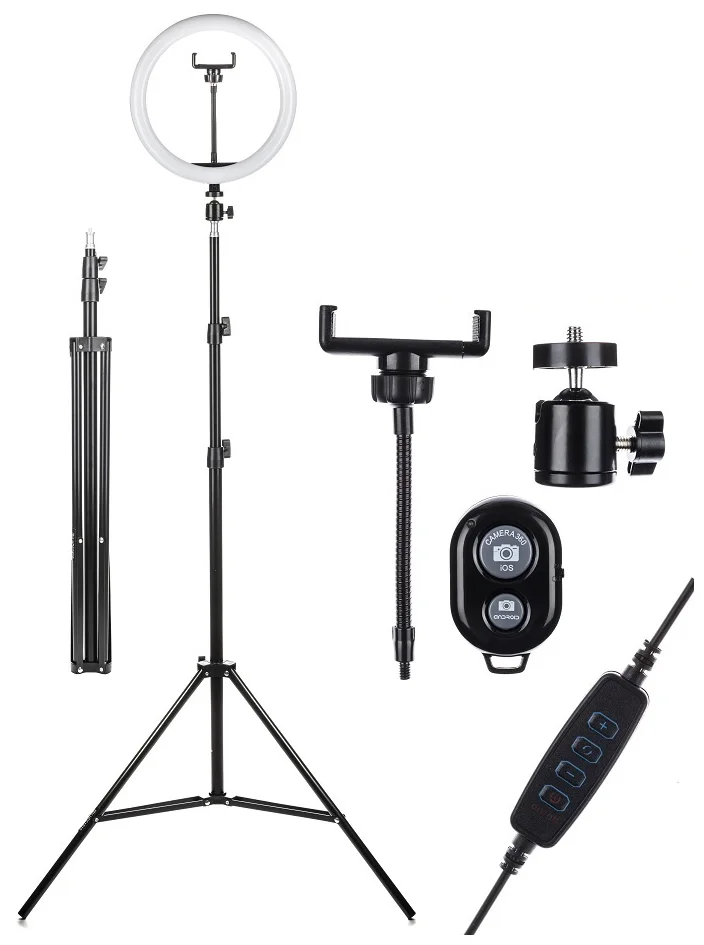 Кольцевая лампа SELFIE RING Ring Fill Light ZD666 26 см Black