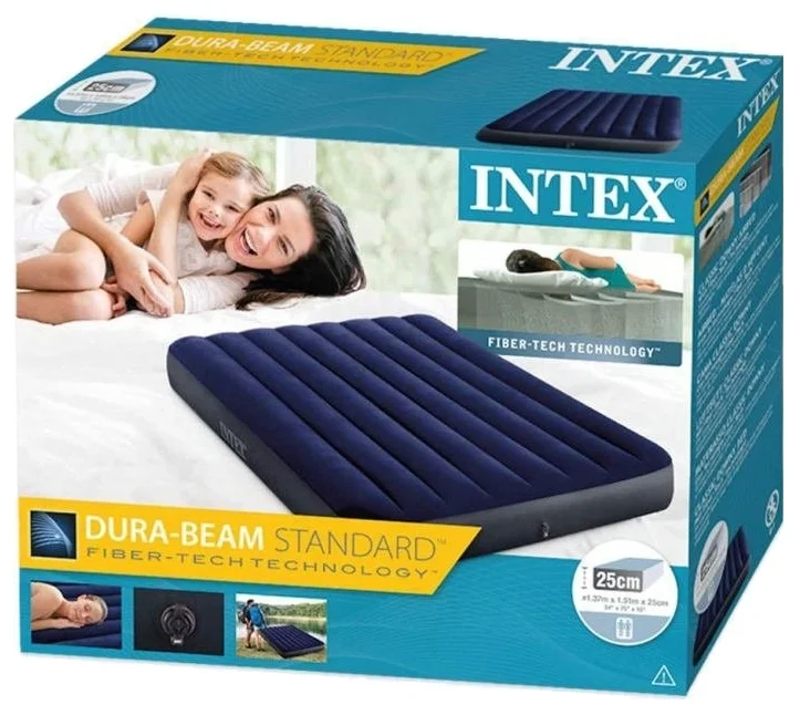 Фотография Матрас надувной INTEX 64758 Dura-Beam Classic Downy Airbed (Full) 191 х 137 х 25 см