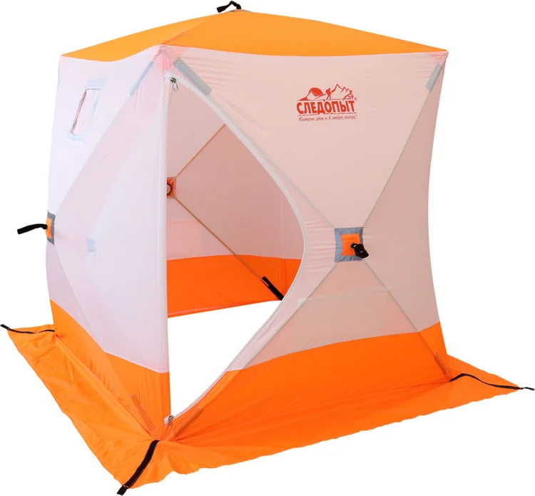 Фото Палатка зимняя куб СЛЕДОПЫТ 1,5 х1,5 м, Oxford 210D PU 1000, 2-местная, цв. бело-оранж. PF-TW-09 (1533)