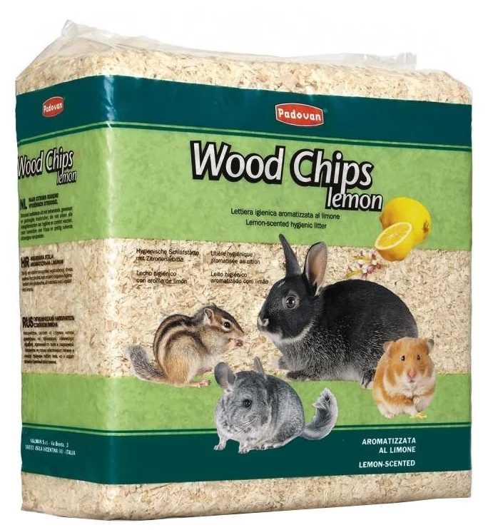 Фото Наполнитель PADOVAN WOOD CHIPS, lemon древесные стружки с запахом лимона д/грызунов (1кг/14л) 001715