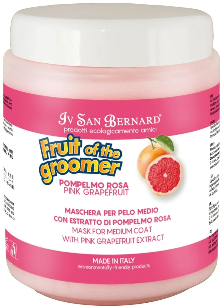 Фото IV SAN BERNARD FRUIT PINK GRAPEFRUITВосстанавливающая маска для шерсти средней длины с витаминами,1000 мл