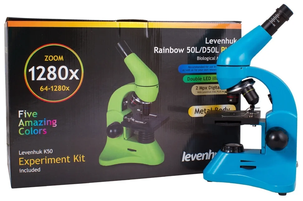 Микроскоп LEVENHUK Rainbow 50L PLUS AzureЛазурь Казахстан