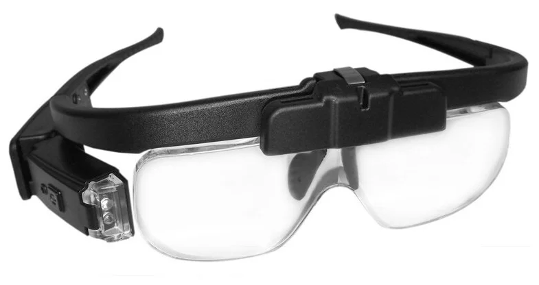 Лупа KROMATECH налобная 1,5/2/2,5/3,5/4/4,5x, аккумуляторная, с подсветкой (2 LED) 11642DC