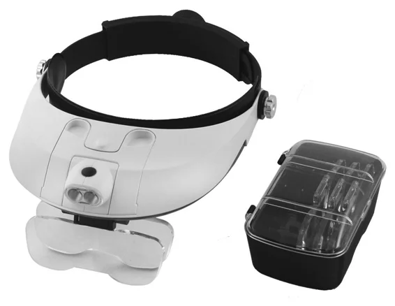 Фото Лупа KROMATECH налобная 1/2/3/4/5/6x, с подсветкой (2 LED) MG81001-G