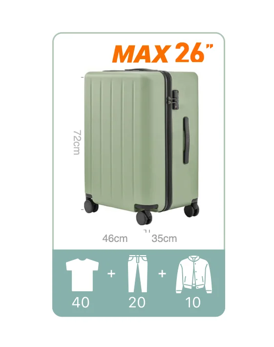 Картинка Чемодан Xiaomi NinetyGo Danube Max Luggage 26" Green Картинка Чемодан Xiaomi NinetyGo Danube Max Luggage 26" Green