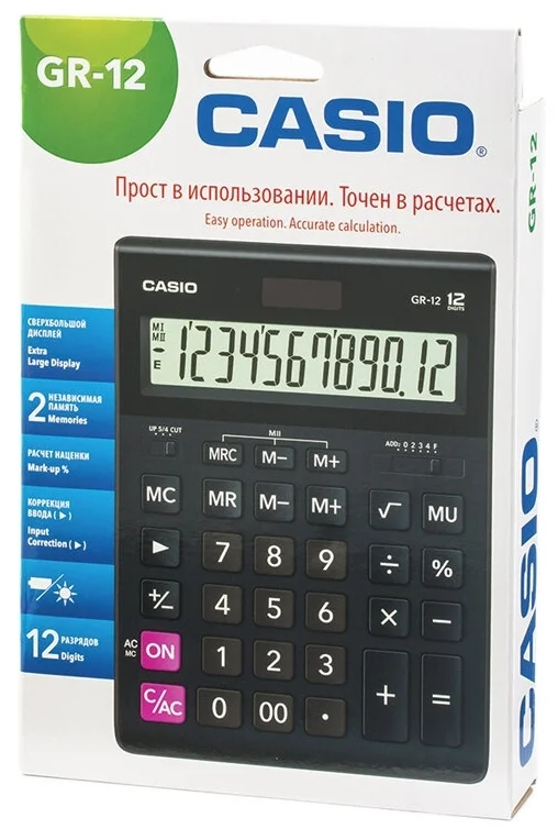 Фотография Калькулятор настольный CASIO GR-12-W-EP Фотография Калькулятор настольный CASIO GR-12-W-EP