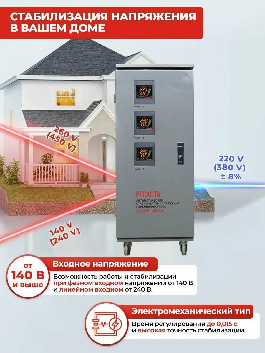 Стабилизатор РЕСАНТА АСН-15000/3-Ц Казахстан Стабилизатор РЕСАНТА АСН-15000/3-Ц Казахстан