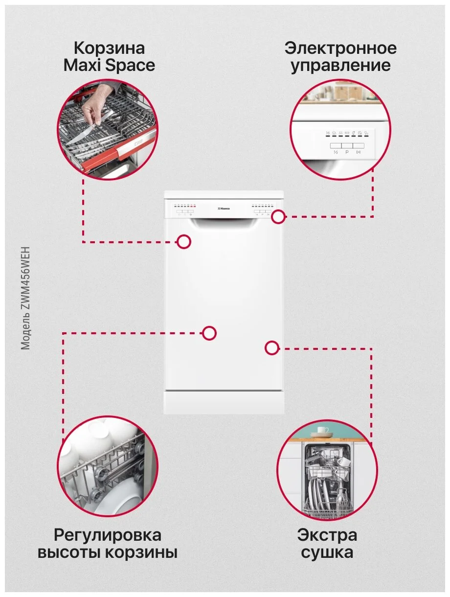 Посудомоечная машина HANSA ZWM456WEH Казахстан