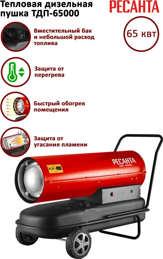 Фотография Тепловая пушка РЕСАНТА ТДП-65000 (67/1/32) Фотография Тепловая пушка РЕСАНТА ТДП-65000 (67/1/32)