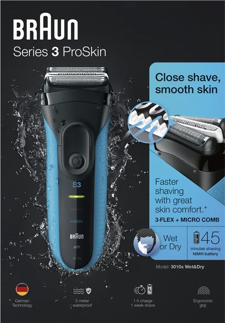 Фото Бритва BRAUN 3010 MN BLACK/BLUE BOX