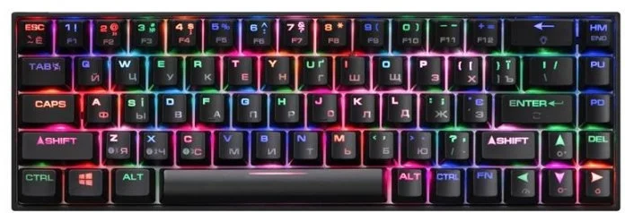 Фото Клавиатура 2E GAMING KG380 RGB 68key Gateron Blue Switch BT/USB Black Ukr (2E-KG380UBK-BL)