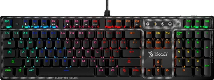 Картинка Клавиатура A4Tech Bloody B750N <USB, оптические, 0.2 мс Anti-Ghost: все клавиши>