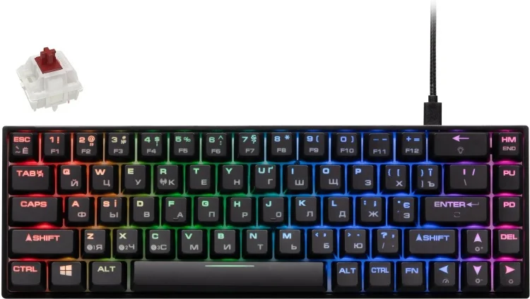 Клавиатура 2E GAMING KG380 RGB 68key Gateron Brown Switch BT/USB Black Ukr (2E-KG380UBK-BR) заказать