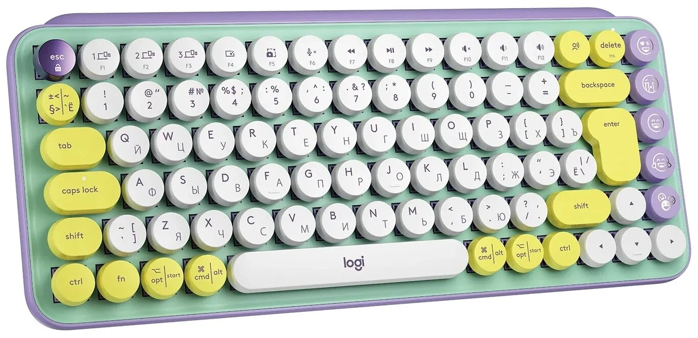 Фотография Клавиатура LOGITECH POP Keys with Emoji Keys-DAYDREAM MINT (920-010717)