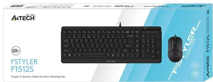 Картинка Клавиатура A4tech F1512S-Black Fstyler USB +мышь