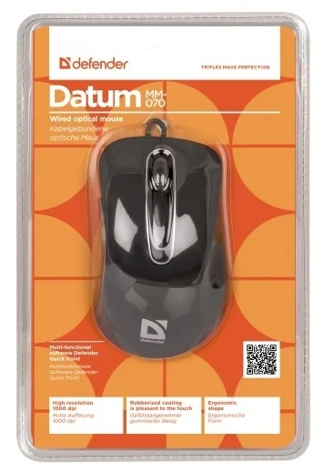Цена Мышь проводная DEFENDER Datum MM-070 черный