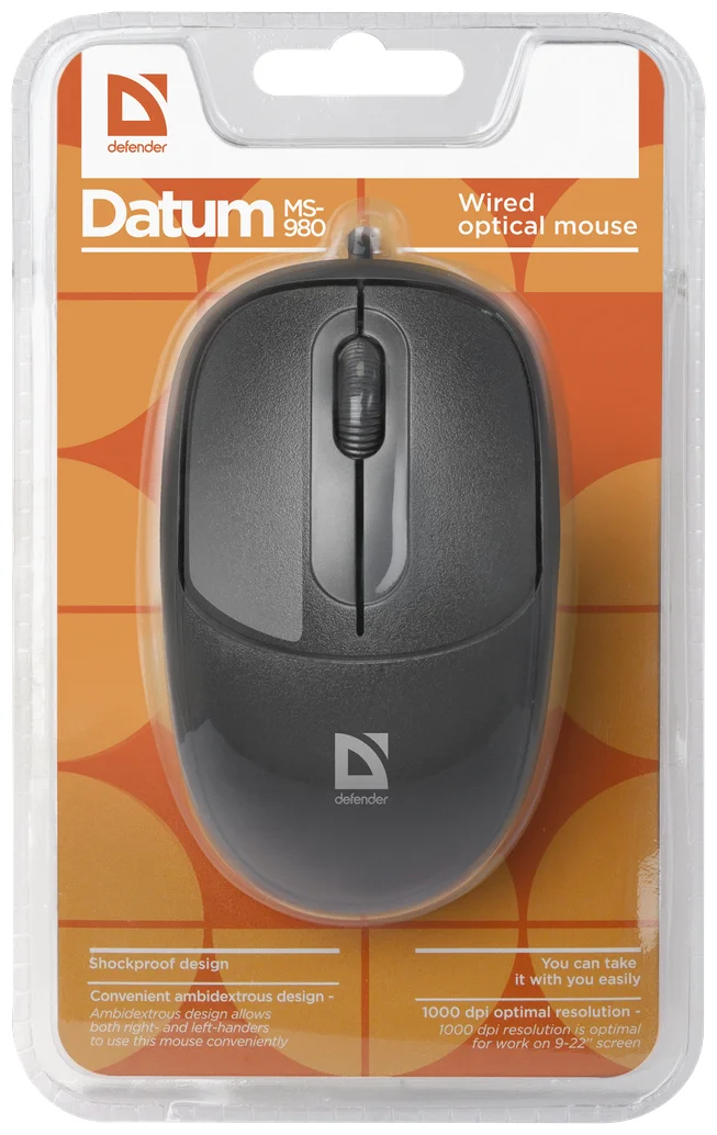 Фото Мышь проводная DEFENDER Datum MS-980 черный,3 кнопки,1000dpi