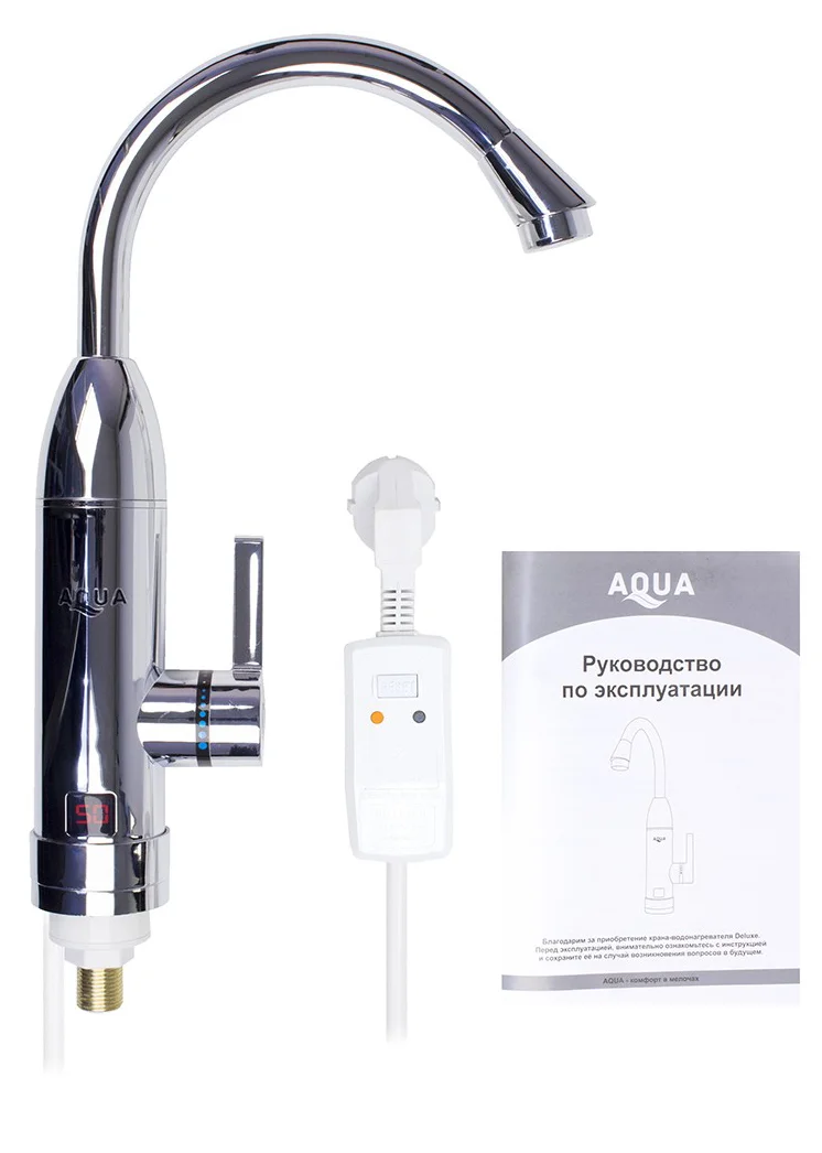 Фото Смеситель с подогревом воды AQUA WH103W 220В Вертикальная установка. Температура нагрева до +60 С Да