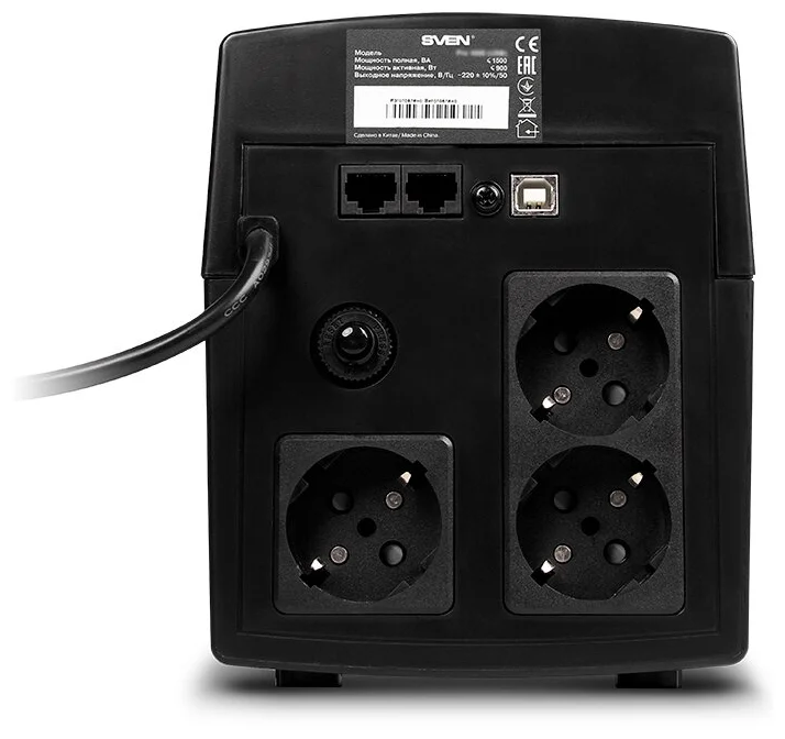 Фотография ИБП SVEN Pro 1500 (900Вт LCD USB RG-45 3 евро-розетки)
