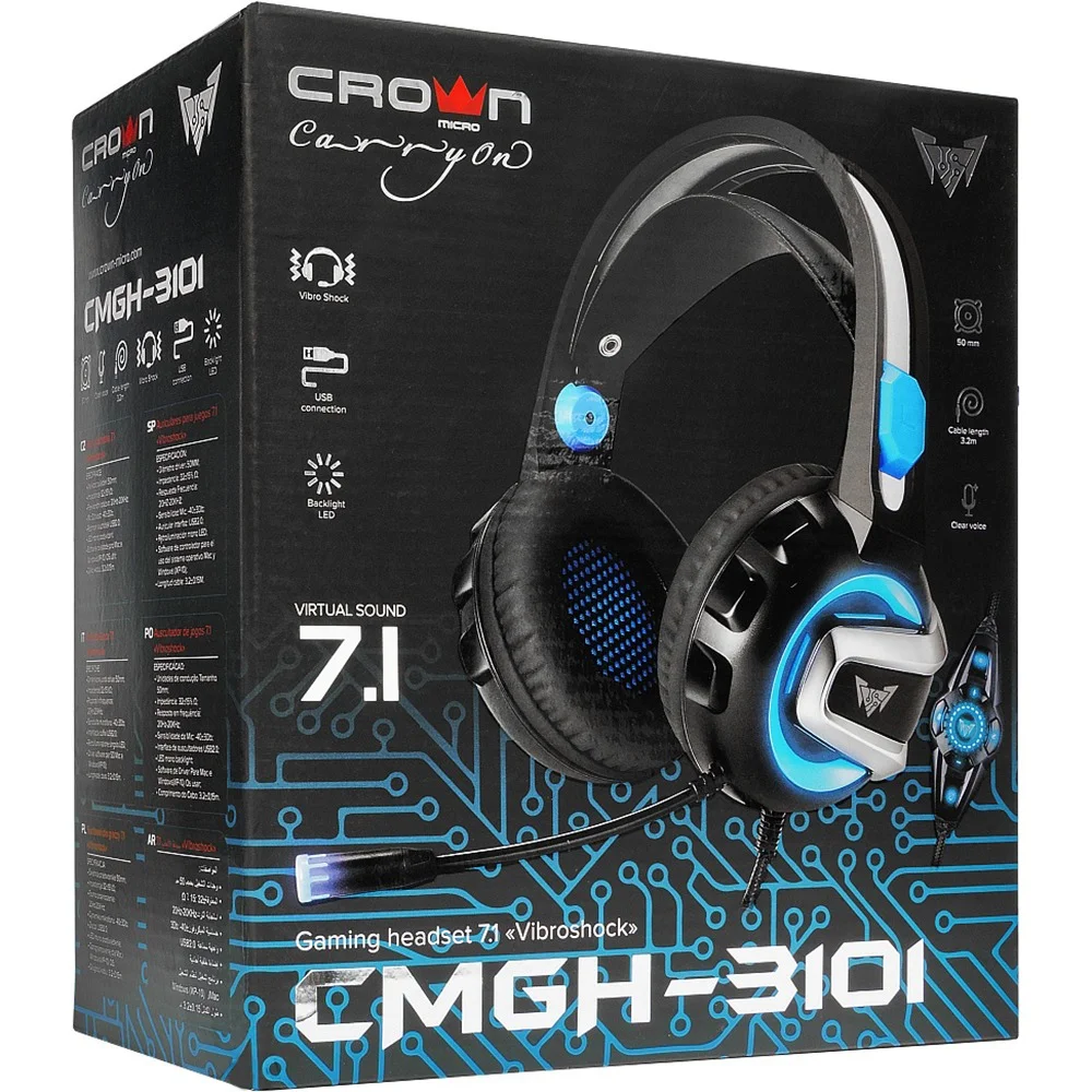Гарнитура CROWN CMGH-3101 Black-blue заказать Гарнитура CROWN CMGH-3101 Black-blue заказать