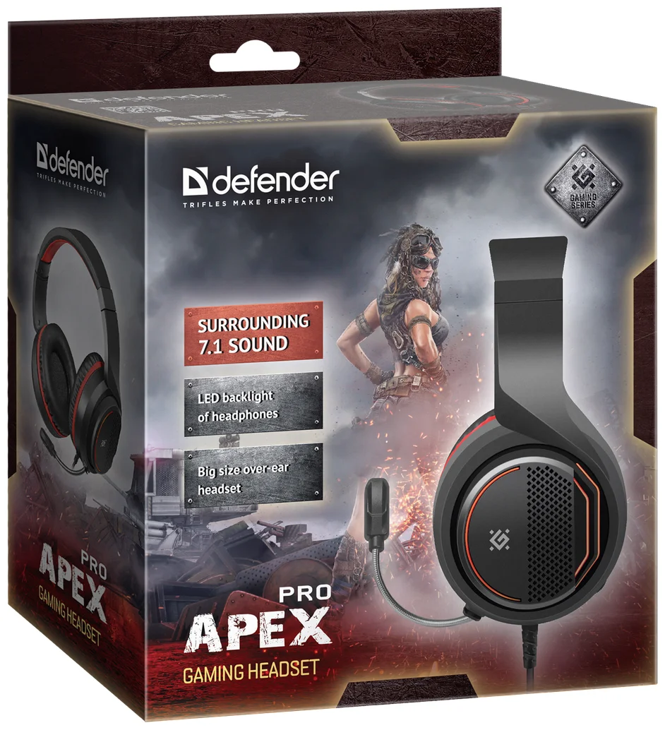 Наушники DEFENDER Apex PRO Black-Red Казахстан