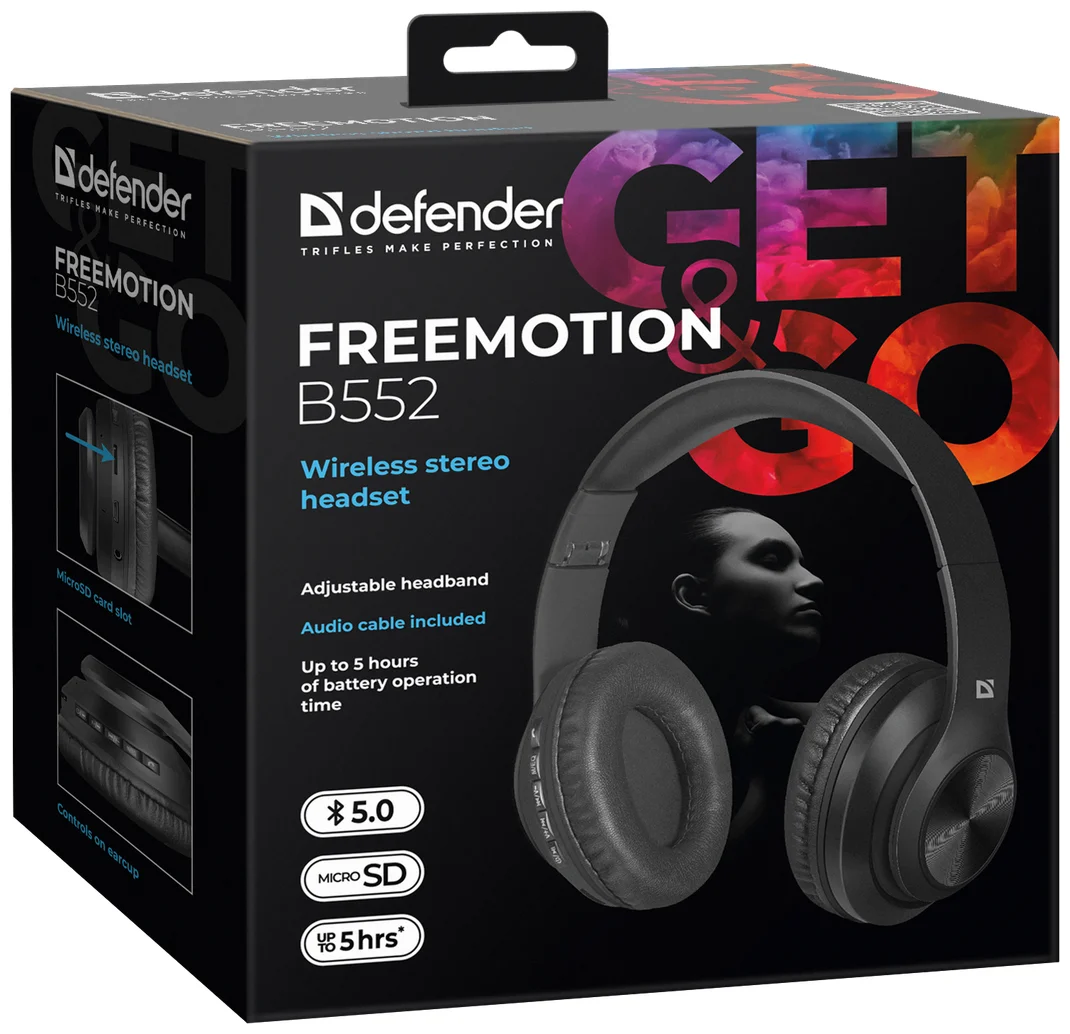 Наушники DEFENDER FreeMotion B552 Black BT заказать