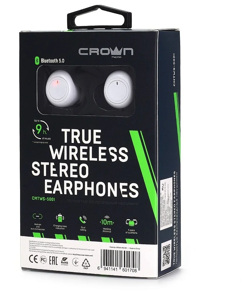 Цена Наушники CROWN CMTWS-5001 white