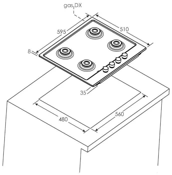 Картинка Варочная поверхность CANDY CHG 6D4W GTWA