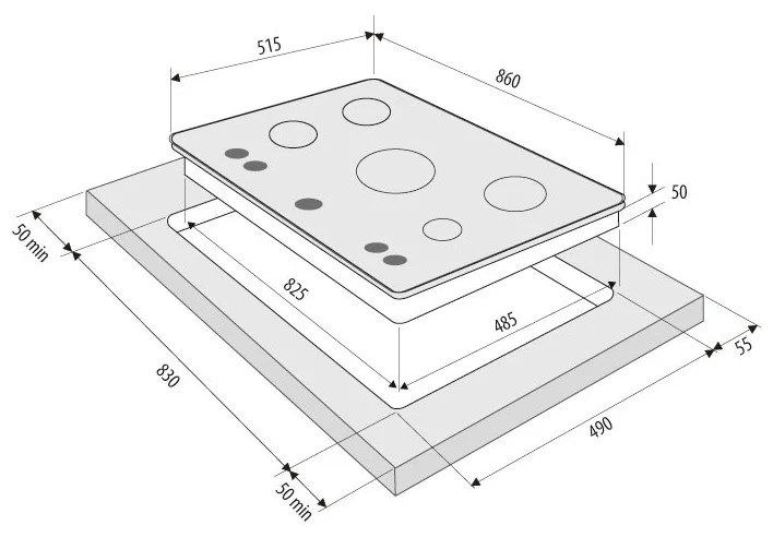 Картинка Варочная поверхность FORNELLI NOVANTA 90 IV Картинка Варочная поверхность FORNELLI NOVANTA 90 IV