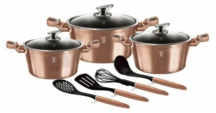 Набор посуды BerlingerHaus BH-6151 10 ПР ROSE GOLD COLLECTION