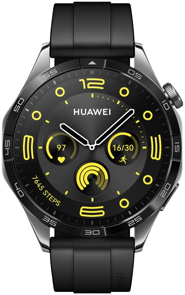 Фото Смарт-часы HUAWEI Watch GT 4 (46mm) Black Fluoroelastomer Strap (PNX-B19, 55020BGT)