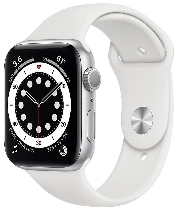 Смарт-часы APPLE Watch Series 6 44mm Silver Aluminium Case/White Sport Band (M00D3GK/A)
