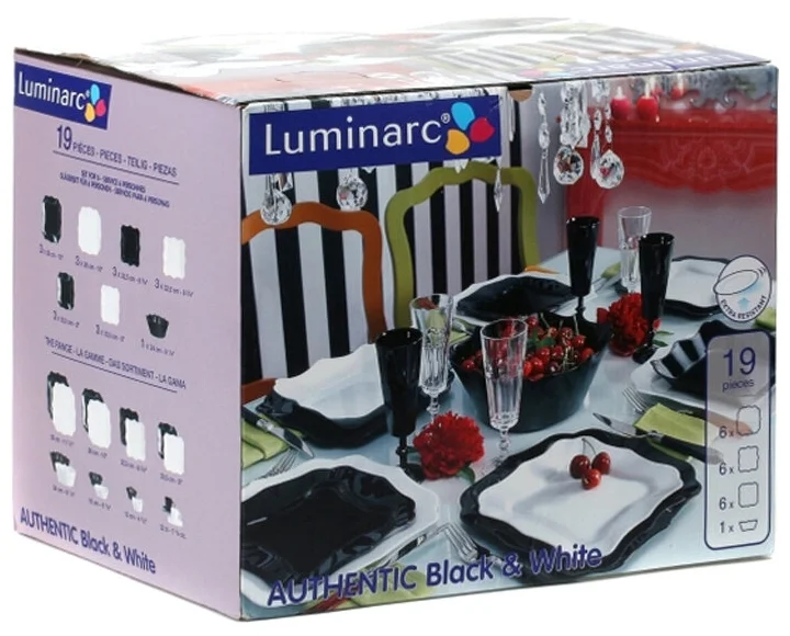 Фотография Сервиз LUMINARC E6195 19 предм. AUTHENTIC BLACK-WHITE