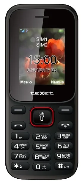 Мобильный телефон TEXET TM-128 Black-Red